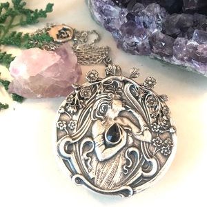 Freya Locket Necklace Gemstone Iolite Blue Silver